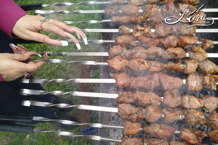 LONG NAILS FRENCH 🥙 Cooking spring shashlik (kebab)