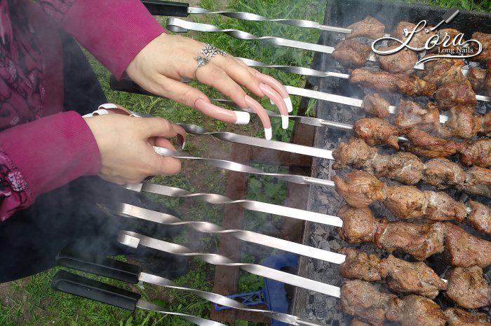 LONG NAILS FRENCH 🥙 Cooking spring shashlik (kebab)