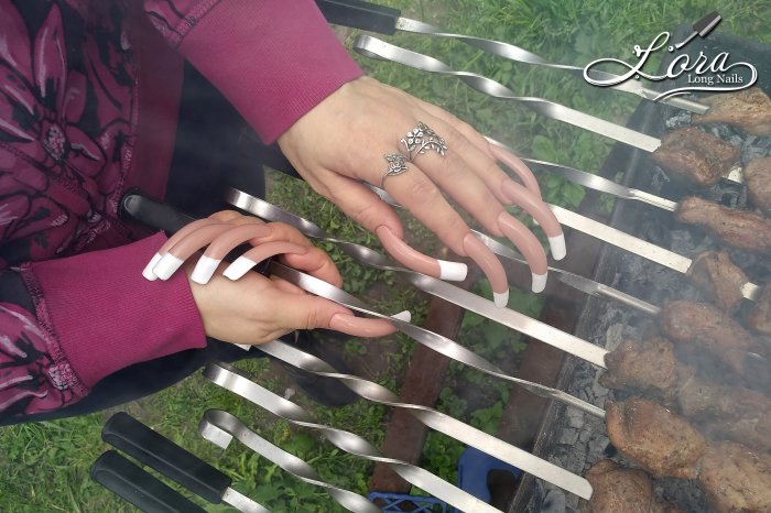 LONG NAILS FRENCH 🥙 Cooking spring shashlik (kebab)