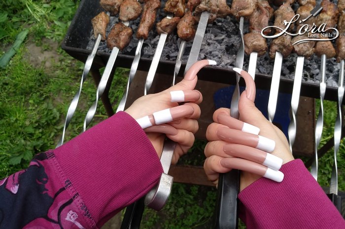 LONG NAILS FRENCH 🥙 Cooking spring shashlik (kebab)