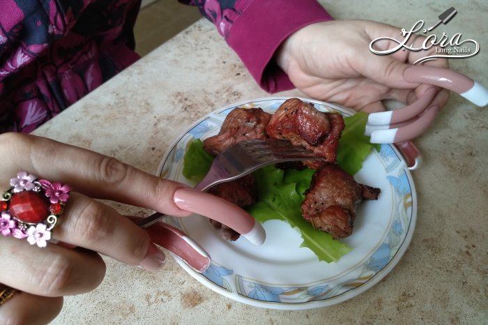 LONG NAILS FRENCH 🥙 Cooking spring shashlik (kebab)