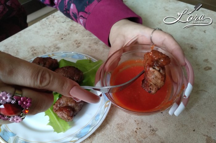 LONG NAILS FRENCH 🥙 Cooking spring shashlik (kebab)