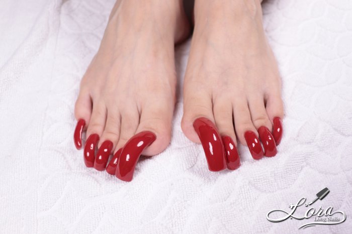 ❤️ Red sexy long nails 💅 long toenails