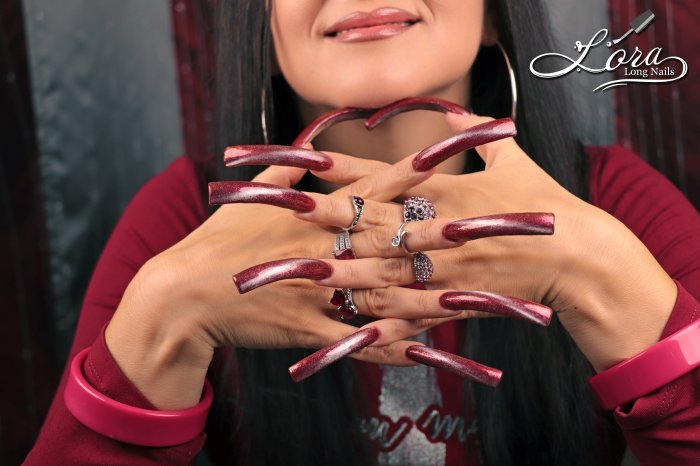 ❤️❤️❤️ Photo shoot for video - magnetic red square long nails