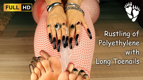 Rustling of polyethylene with long toenails (asmr)