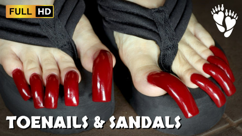 Red Toenails & High Heel Sandals (walking)