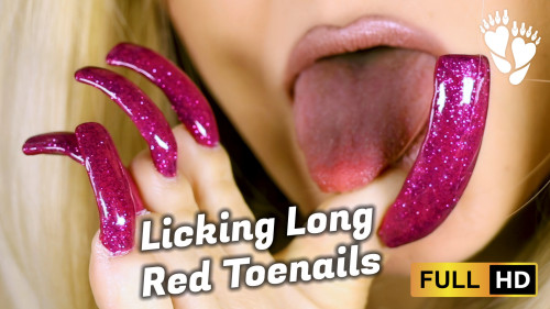 👅 Blonde Licks Long Red Toenails